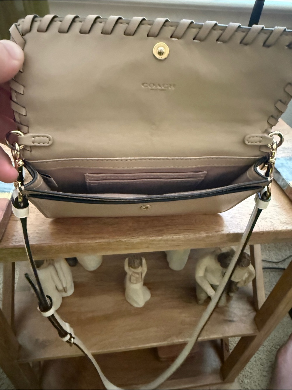 Coach Two-Tone Whipstitch Crossbody — Cream & Tan - Picture 5 of 6